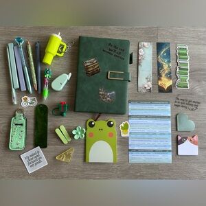 Green Journal with Buckle and Frog Notepad
